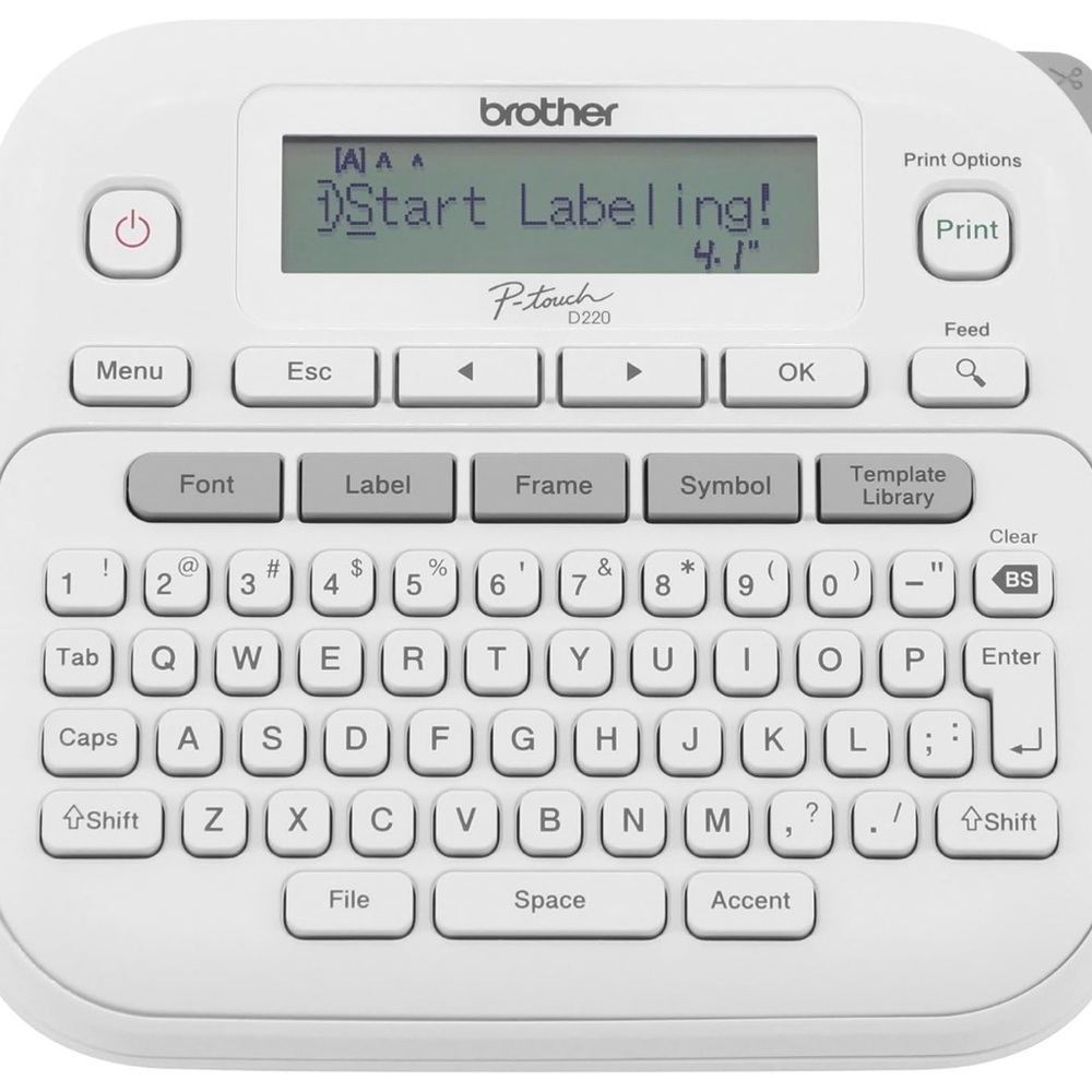 Brother P-touch Label Maker with White and Gray Design